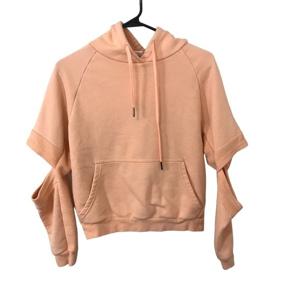 NDLSS Sweaters - 3/$15 NDLSS pastel bright orange elbow cutout urban cropped hoodie